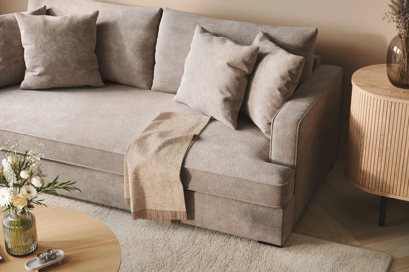 Rossita 3-sits Djup Soffa med hel dyna i Chenille - Grå / Brun - Products - Möbler - Soffa - 3 sits soffa