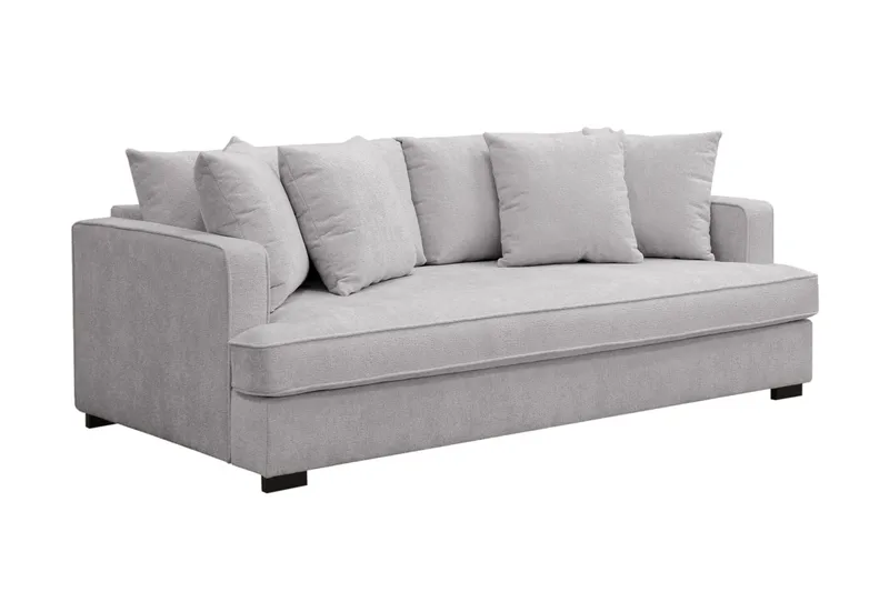 Rossita 3-sits Djup Soffa med hel dyna i Chenille - Grå - Products - Möbler - Soffa - 3 sits soffa