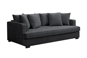 Rossita 3-sits Djup Soffa med hel dyna i Chenille - Svart - Products - Möbler - Soffa - 3 sits soffa