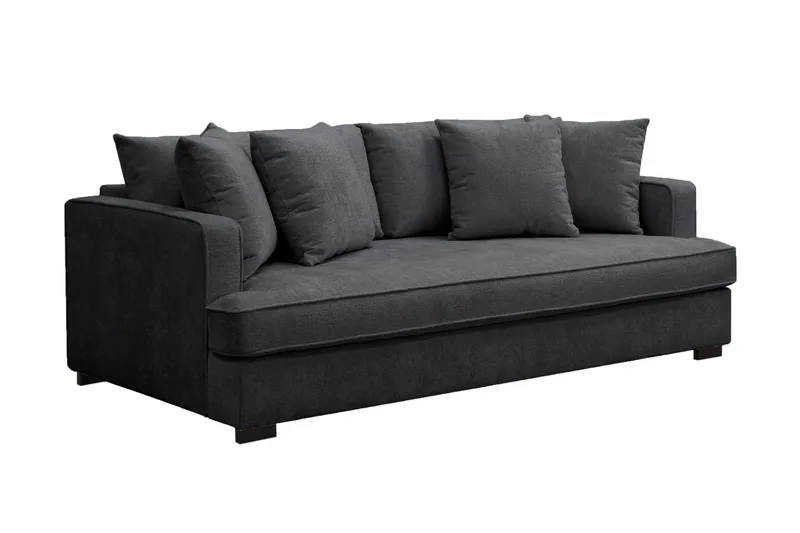 Rossita 3-sits Djup Soffa med hel dyna i Chenille - Svart - Products - Möbler - Soffa - 3 sits soffa