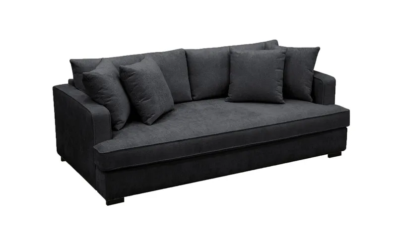 Rossita 3-sits Djup Soffa med hel dyna i Chenille - Svart - Products - Möbler - Soffa - 3 sits soffa