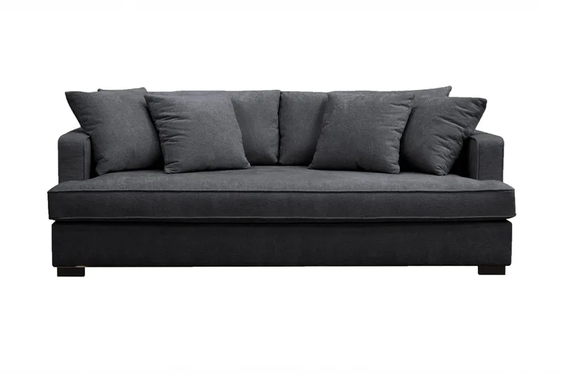 Rossita 3-sits Djup Soffa med hel dyna i Chenille - Svart - Products - Möbler - Soffa - 3 sits soffa