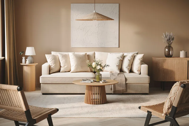 Rossita 4-sits Djup Soffa i Chenille - Beige - Products - Möbler - Soffa - 4 sits soffa