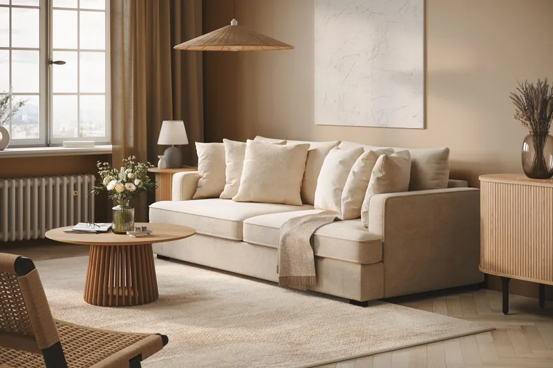 Rossita 4-sits Djup Soffa i Chenille - Beige - Products - Möbler - Soffa - 4 sits soffa