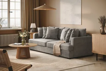 Rossita 4-sits Djup Soffa i Chenille - Ljus Grå - Products - Möbler - Soffa - 4 sits soffa