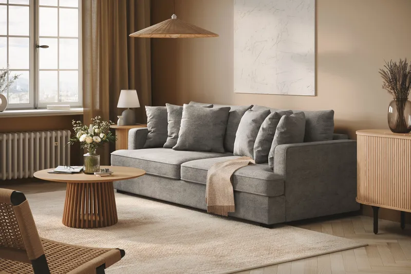 Rossita 4-sits Djup Soffa i Chenille - Ljus Grå - Products - Möbler - Soffa - 4 sits soffa