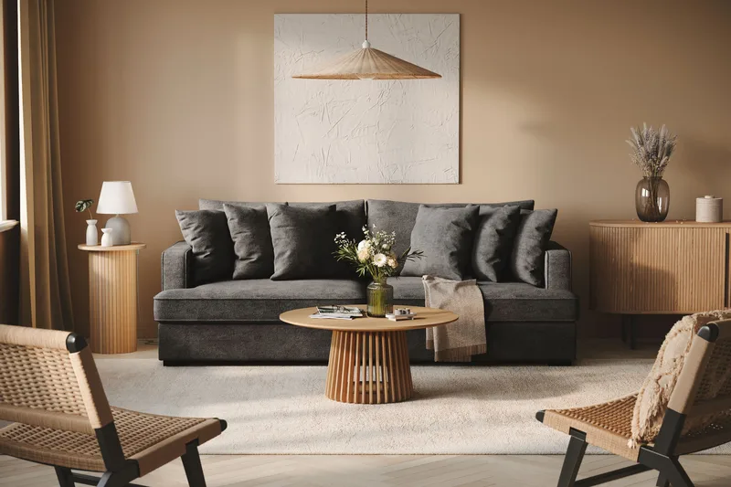 Rossita 4-sits Djup Soffa i Chenille - Svart - Products - Möbler - Soffa - 4 sits soffa