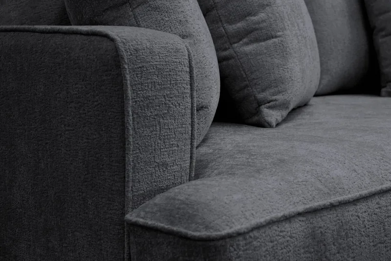 Rossita 4-sits Djup Soffa i Chenille - Trenza 01, Svart Chenille - Products - Möbler - Soffa - 4 sits soffa