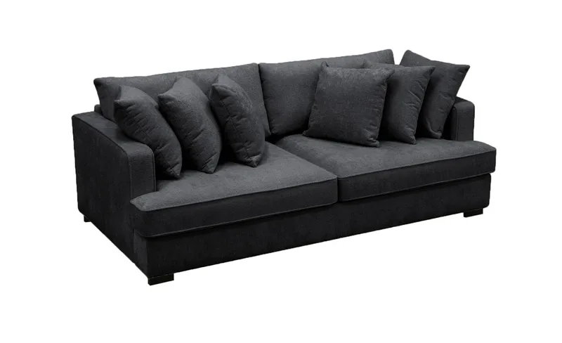 Rossita 4-sits Djup Soffa i Chenille - Trenza 01, Svart Chenille - Products - Möbler - Soffa - 4 sits soffa