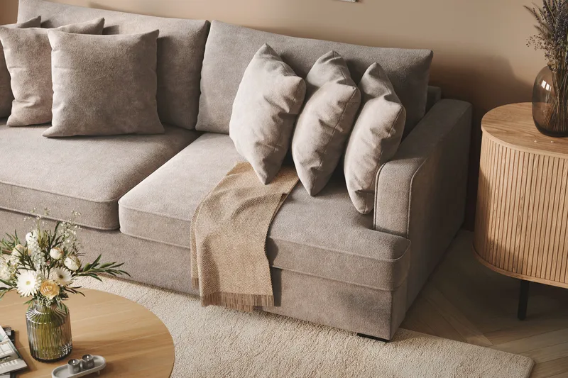 Rossita 4-sits Djup Soffa i Chenille - Trenza 08, Grå/Brun Chenille - Products - Möbler - Soffa - 4 sits soffa