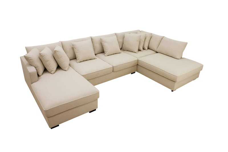 Rossita 5-sits Högervänd U-formad Djup Soffa med Divan och Schäslong i Bouclé - Beige - Products - Möbler - Soffa - U-soffa