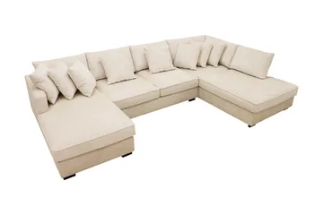 Rossita 5-sits Högervänd U-formad Djup Soffa med Divan och Schäslong i Chenille - Beige - Products - Möbler - Soffa - U-soffa