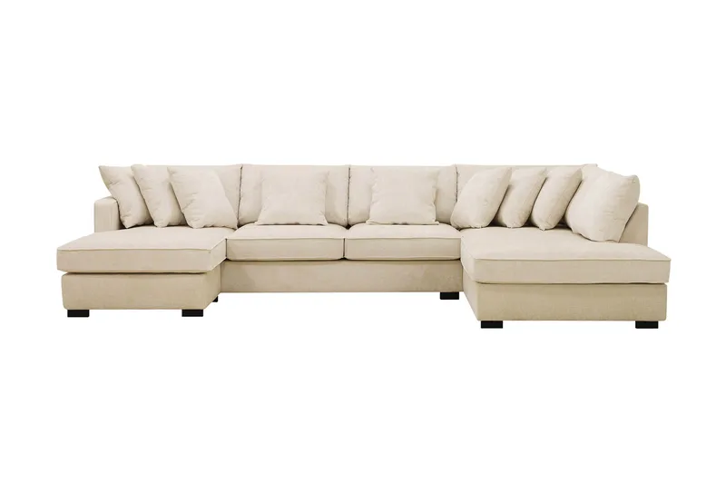 Rossita 5-sits Högervänd U-formad Djup Soffa med Divan och Schäslong i Chenille - Beige - Products - Möbler - Soffa - U-soffa