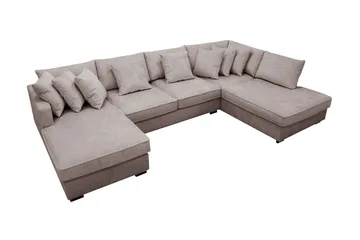 Rossita 5-sits Högervänd U-formad Djup Soffa med Divan och Schäslong i Chenille - Grå / Brun - Products - Möbler - Soffa - U-soffa