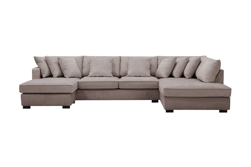 Rossita 5-sits Högervänd U-formad Djup Soffa med Divan och Schäslong i Chenille - Grå / Brun - Products - Möbler - Soffa - U-soffa