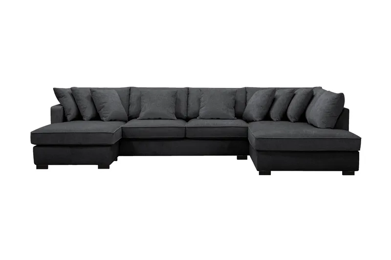 Rossita 5-sits Högervänd U-formad Djup Soffa med Divan och Schäslong i Chenille - Svart - Products - Möbler - Soffa - U-soffa