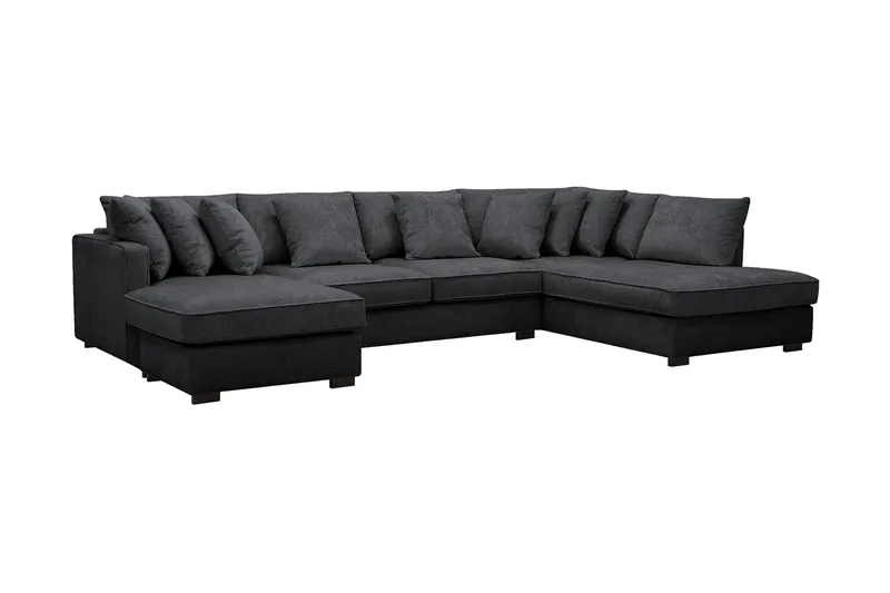 Rossita 5-sits Högervänd U-formad Djup Soffa med Divan och Schäslong i Chenille - Svart - Products - Möbler - Soffa - U-soffa
