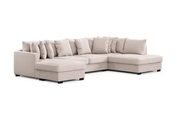 Rossita 5-sits Högervänd U-formad Djup Soffa med Divan och Schäslong i Sammet - Beige - Products - Möbler - Soffa - Sammetssoffa