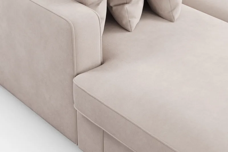 Rossita 5-sits Högervänd U-formad Djup Soffa med Divan och Schäslong i Sammet - Beige - Products - Möbler - Soffa - Sammetssoffa