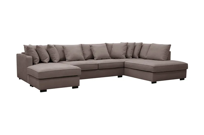 Rossita 5-sits Högervänd U-formad Djup Soffa med Divan och Schäslong i Tyg - Brun - Products - Möbler - Soffa - U-soffa