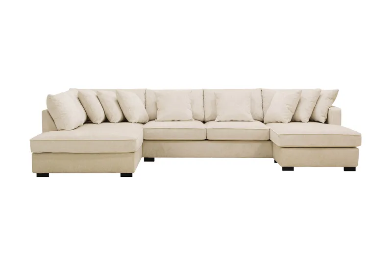 Rossita 5-sits Vänstervänd U-formad Djup Soffa med Divan och Schäslong i Chenille - Beige - Products - Möbler - Soffa - U-soffa