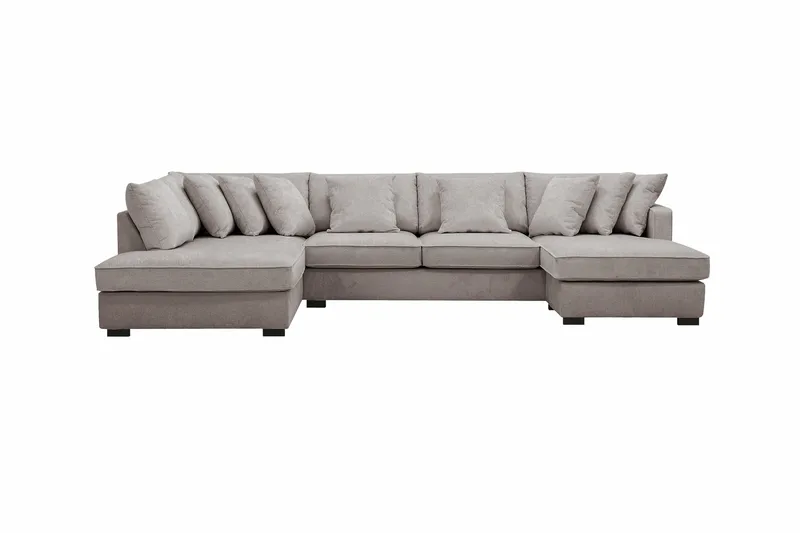 Rossita 5-sits Vänstervänd U-formad Djup Soffa med Divan och Schäslong i Chenille - Grå / Brun - Products - Möbler - Soffa - U-soffa