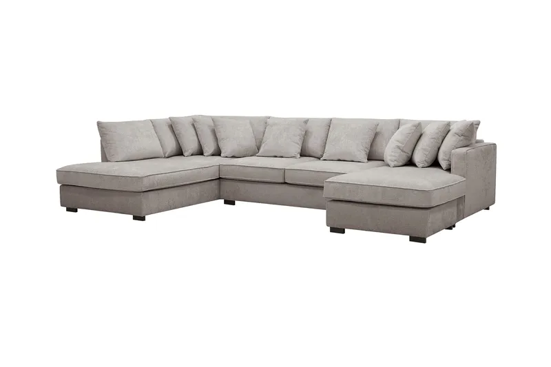 Rossita 5-sits Vänstervänd U-formad Djup Soffa med Divan och Schäslong i Chenille - Grå / Brun - Products - Möbler - Soffa - U-soffa
