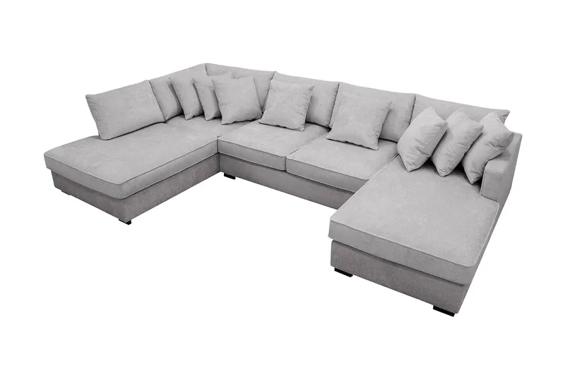 Rossita 5-sits Vänstervänd U-formad Djup Soffa med Divan och Schäslong i Chenille - Grå - Products - Möbler - Soffa - U-soffa