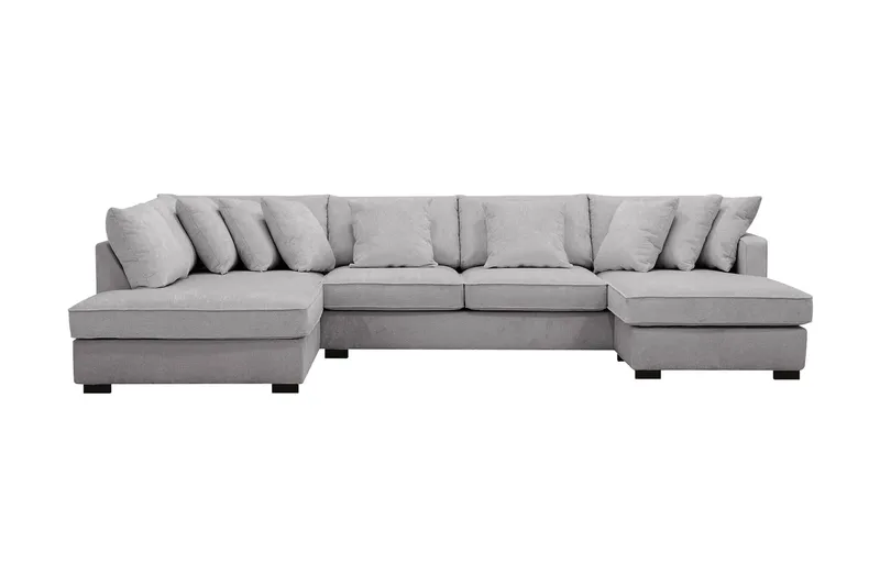 Rossita 5-sits Vänstervänd U-formad Djup Soffa med Divan och Schäslong i Chenille - Grå - Products - Möbler - Soffa - U-soffa