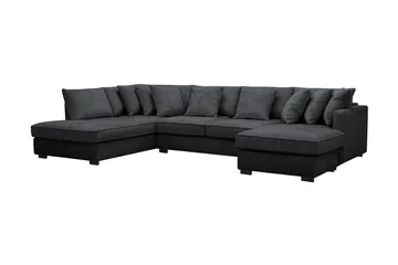 Rossita 5-sits Vänstervänd U-formad Djup Soffa med Divan och Schäslong i Chenille - Svart - Products - Möbler - Soffa - U-soffa