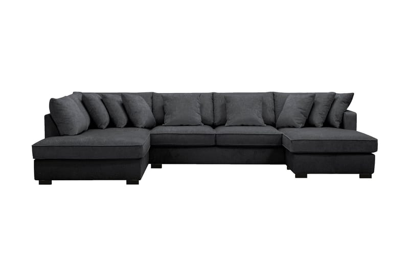 Rossita 5-sits Vänstervänd U-formad Djup Soffa med Divan och Schäslong i Chenille - Svart - Products - Möbler - Soffa - U-soffa