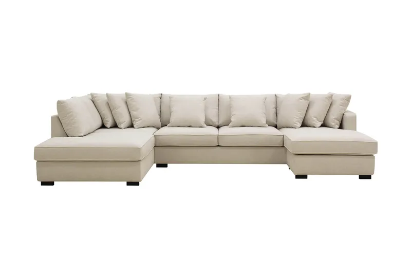 Rossita 5-sits Vänstervänd U-formad Djup Soffa med Divan och Schäslong i Tyg - Beige - Products - Möbler - Soffa - U-soffa