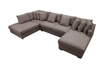 Rossita 5-sits Vänstervänd U-formad Djup Soffa med Divan och Schäslong i Tyg - Brun - Products - Möbler - Soffa - U-soffa