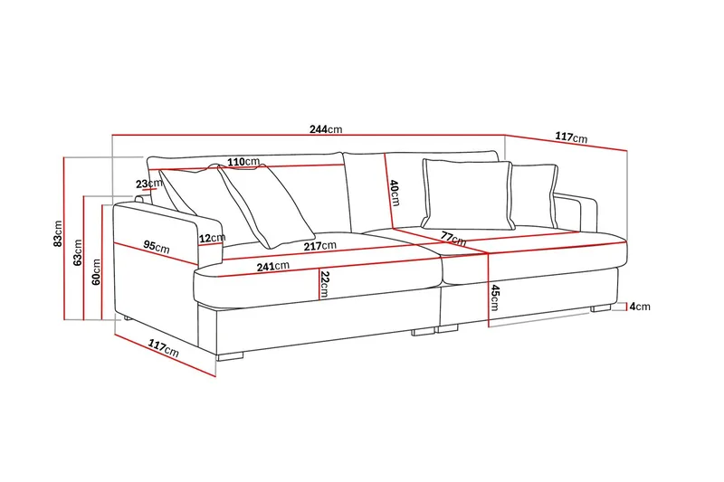 Rossita Lyx 3-sits Extra djup Soffa i Tyg - Brun - Products - Möbler - Soffa - 3 sits soffa