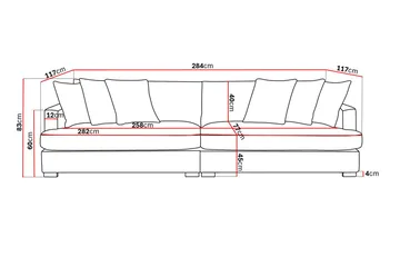 Rossita Lyx 4-sits Extra djup Soffa i Chenille - Grå - Products - Möbler - Soffa - 4 sits soffa