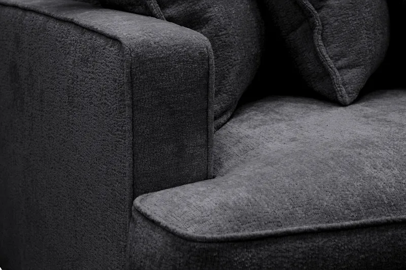 Rossita Lyx 4-sits Extra djup Soffa i Chenille - Svart - Products - Möbler - Soffa - 4 sits soffa