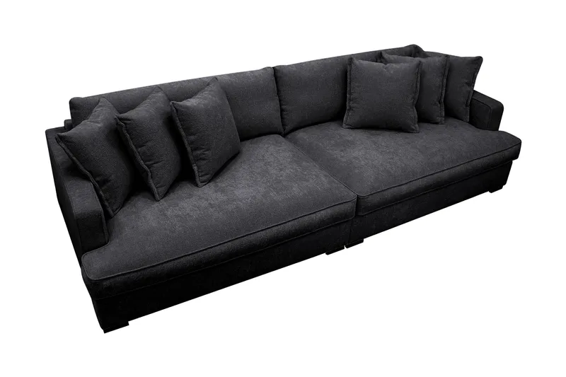 Rossita Lyx 4-sits Extra djup Soffa i Chenille - Trenza 01, Svart Chenille - Products - Möbler - Soffa - 4 sits soffa