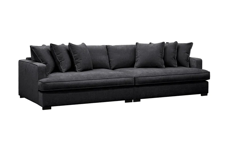 Rossita Lyx 4-sits Extra djup Soffa i Chenille - Trenza 01, Svart Chenille - Products - Möbler - Soffa - 4 sits soffa
