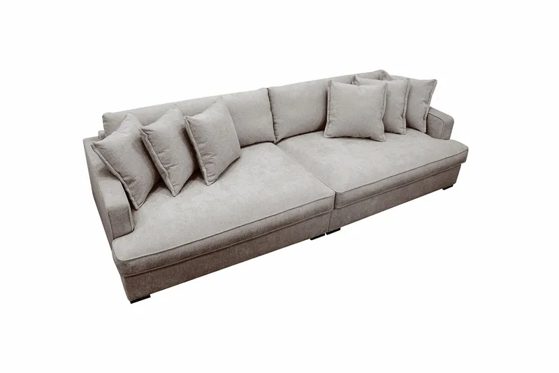 Rossita Lyx 4-sits Extra djup Soffa i Chenille - Trenza 08, Grå/Brun Chenille - Products - Möbler - Soffa - 4 sits soffa
