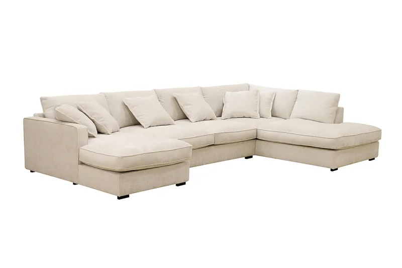 Rossita Lyx 5-sits Högervänd U-formad Extra djup Soffa med Divan och Schäslong i Chenille - Beige - Products - Möbler - Soffa - U-soffa