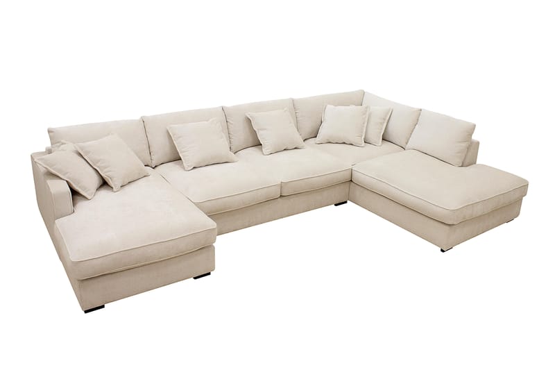 Rossita Lyx 5-sits Högervänd U-formad Extra djup Soffa med Divan och Schäslong i Chenille - Beige - Products - Möbler - Soffa - U-soffa