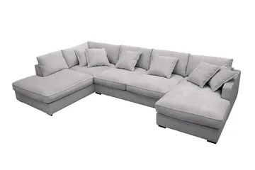 Rossita Lyx 5-sits Högervänd U-formad Extra djup Soffa med Divan och Schäslong i Chenille - Grå - Products - Möbler - Soffa - U-soffa