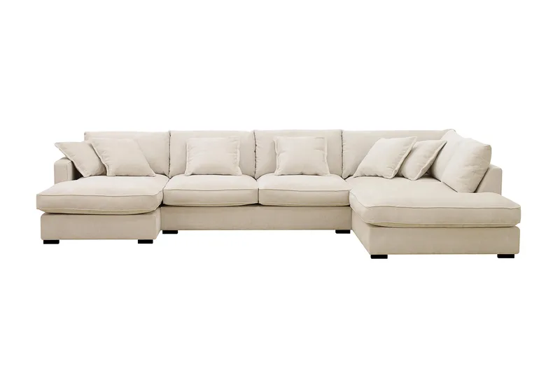Rossita Lyx 5-sits Högervänd U-formad Extra djup Soffa med Divan och Schäslong i Chenille - Trenza 06, Beige Chenille - Products - Möbler - Soffa - U-soffa