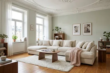 Rossita Lyx 5-sits Högervänd U-formad Extra djup Soffa med Divan och Schäslong i Chenille - Trenza 06, Beige Chenille - Products - Möbler - Soffa - U-soffa