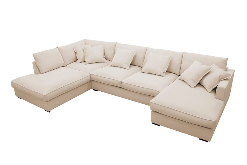 Rossita Lyx 5-sits Högervänd U-formad Extra djup Soffa med Divan och Schäslong i Manchester - Beige - Products - Möbler - Soffa - U-soffa