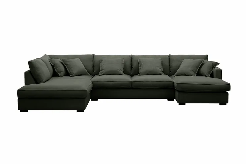 Rossita Lyx 5-sits Högervänd U-formad Extra djup Soffa med Divan och Schäslong i Manchester, Mörkgrön