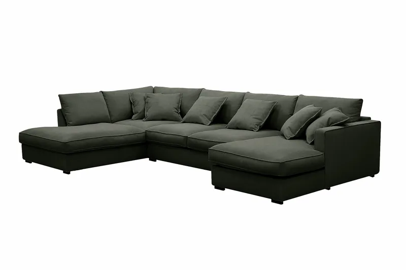 Rossita Lyx 5-sits Högervänd U-formad Extra djup Soffa med Divan och Schäslong i Manchester - Mörkgrön - Products - Möbler - Soffa - U-soffa