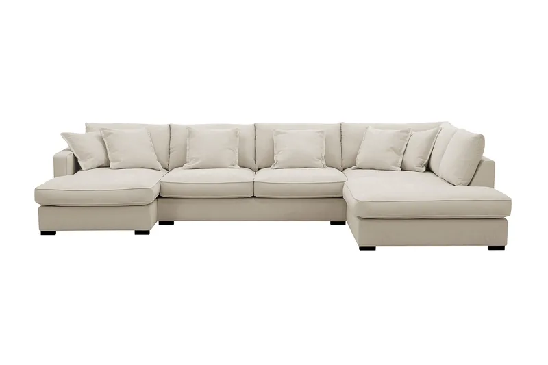 Rossita Lyx 5-sits Högervänd U-formad Extra djup Soffa med Divan och Schäslong i Tyg - Beige - Products - Möbler - Soffa - U-soffa