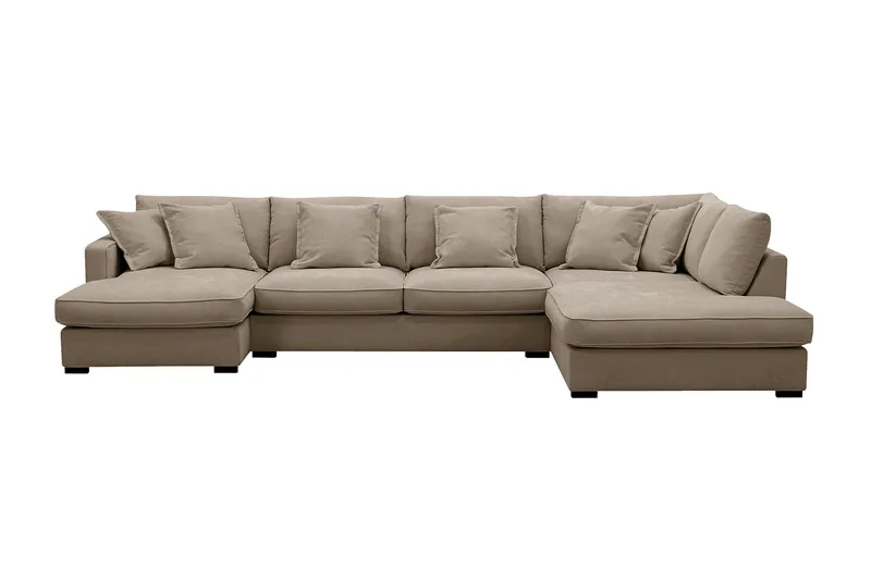 Rossita Lyx 5-sits Högervänd U-formad Extra djup Soffa med Divan och Schäslong i Tyg - Brun - Products - Möbler - Soffa - U-soffa
