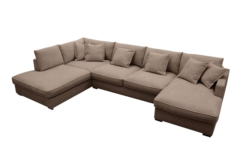 Rossita Lyx 5-sits Högervänd U-formad Extra djup Soffa med Divan och Schäslong i Tyg - Mörkbrun - Products - Möbler - Soffa - U-soffa
